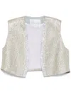 Forte Forte Cropped Knit Vest With Textured Surface And Sequin Trim In Gold