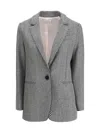 Forte Forte Multicolor Fleece Wool Coat In Gray