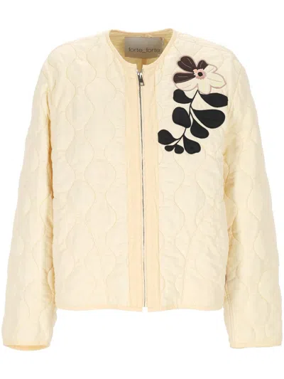 Forte Forte Bomber Jacket With Embroidery In Gold