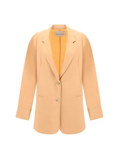 Forte Forte Tailored Blazer Jacket With Soft Shoulders And Back Slit In Tan