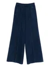 Forte Forte Wide Leg Trousers With Elastic Waist And Pleats In Blue