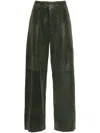 Forte Forte Lizard Print Leather Cargo Pants In Olive Green