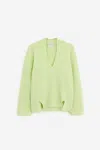 Forte Forte V-neck Ribbed Jumper In Green