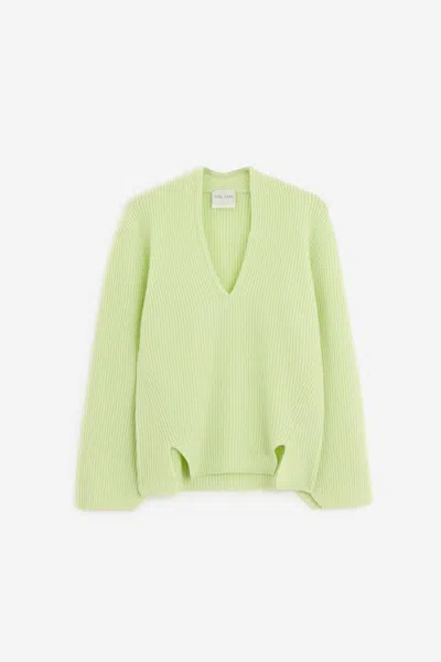 Forte Forte V-neck Ribbed Jumper In Lime