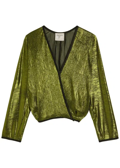 Forte Forte Forte_forte Lamé Voile Wrap Blouse In Green