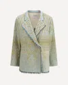 Forte Forte Textured Jacquard Blazer With Notched Lapel And Frayed Edges In Multi