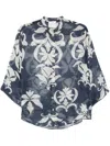 Forte Forte Blue And White Printed Linen-silk Blend Shirt