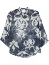 Forte Forte Blue And White Printed Linen-silk Blend Shirt