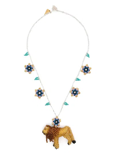 Forte Forte Forte_forte Long Beads Necklace With Animalier Element Accessories In F47m.9006 Gold Lion