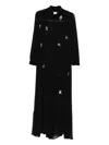 Forte Forte Long Flowy Black Dress With Sheer Sleeves In Animal Print