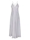 Forte Forte A-line Silver Silk Maxi Dress With Spaghetti Strap In Light Grey