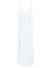 Forte Forte Cotton Denim Midi Dress With Frayed Edge In Blue