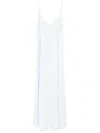 Forte Forte Cotton Denim Midi Dress With Frayed Edge In Blue