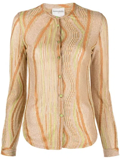 Forte Forte Striped Ribbed Shirt In Camel