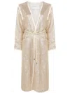 Forte Forte Twinkle Beige Coat With V-neck On The Front And Adjustable Waist Belt In Lurex Woman In Gold