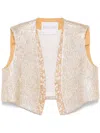 Forte Forte Shimmering Cropped Vest Sequin Embellishments In Gold
