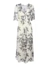 Forte Forte Maxi Dress With Short Sleeves And Floral Print In Purple
