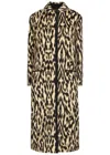 Forte Forte Long Animal Print Coat Featuring Pockets In Brown