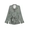 Forte Forte Pyjama Jacket In Silver Pinstriped Satin In Black