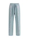 Forte Forte Linen Drawstring Pants With Floral Embroidery And Relaxed Fit