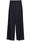 Forte Forte Elastic Waist Taffeta Wide Leg Pants In Black