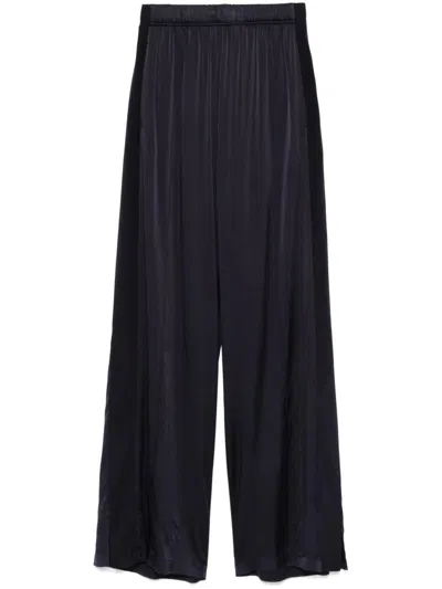 Forte Forte Elastic Waist Taffeta Wide Leg Pants In Black