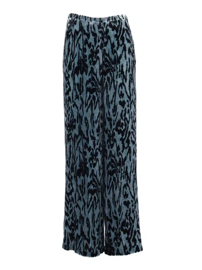 Forte Forte Velvet Print Trousers In Blue