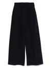 Forte Forte Flared Wide Leg Cotton Trousers With Pockets In Black
