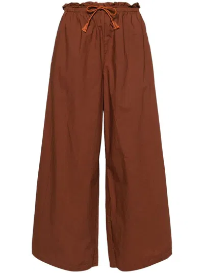Forte Forte Drawstring-waist Cotton Trousers In Cioccolato