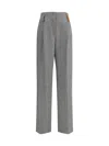 Forte Forte High-waisted Wool Trousers With Chevron Pattern In Gray