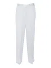 Forte Forte Baggy Satin Trousers With Wide Waistband In White