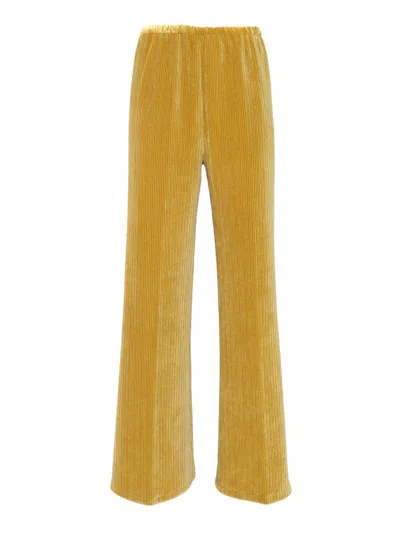Forte Forte Flared Velvet Knitted Trousers In Yellow