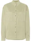 Forte Forte Cotton Blend Twill Mandarin Collar Shirt In Green