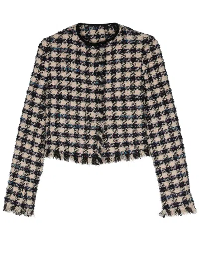 Forte Forte Pied De Coque Tweed Boxy Jacket In Blue