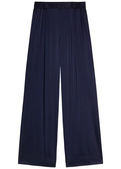 Forte Forte Forte_forte Pleated Stretch-silk Trousers In Blue