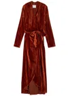 Forte Forte Pleated Velvet Midi Dress In Dark Orange