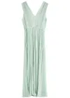 Forte Forte Pleated Long Dress In Light Green