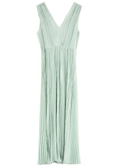Forte Forte Forte_forte Plissé Woven Midi Dress In Light Green
