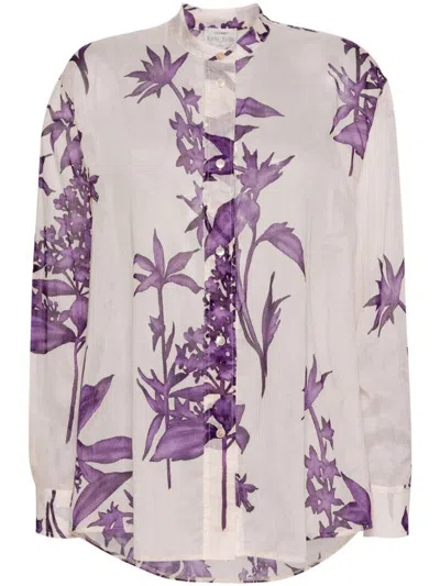 Forte Forte Forte_forte Printed Cotton And Silk Blend Shirt In White