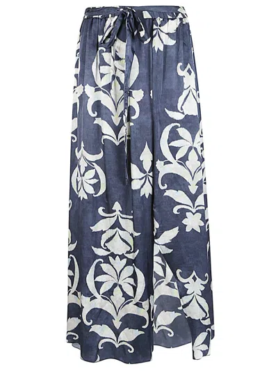 Forte Forte Women Printed Satin Long Skirt In Blue