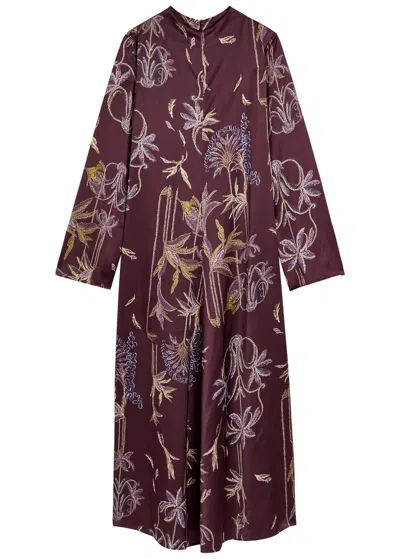 Forte Forte Forte_forte Printed Satin Midi Dress In Brown