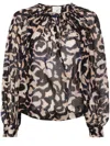 Forte Forte Abstract-print Semi-sheer Blouse In Beige