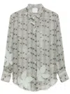 Forte Forte Silk Chiffon Shirt With Dune Lily Print In Gray