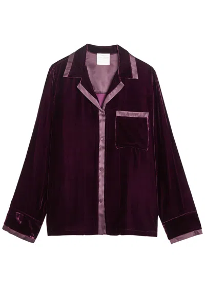 Forte Forte Forte_forte Satin-trim Velvet Shirt In Burgundy