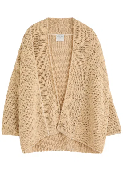 Forte Forte Forte_forte Shawl-collar Linen-blend Cardigan In Caramel