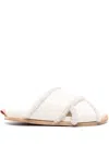Forte Forte Forte_forte Shierling And Leather Crossed Sandals Shoes In White