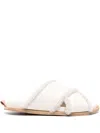 Forte Forte Forte_forte Shierling And Leather Crossed Sandals Shoes In Beige