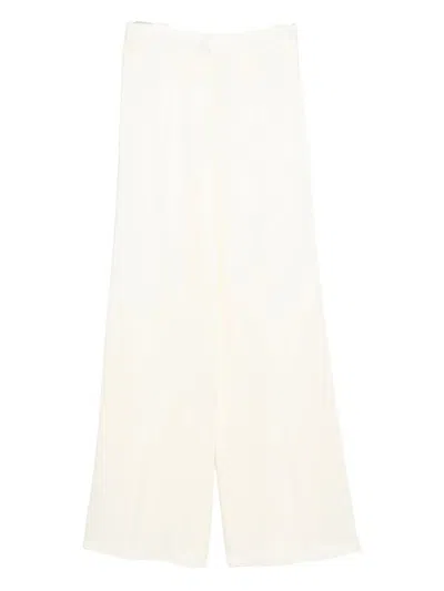 Forte Forte Forte_forte Shiny Anvers Satin High Waist Embroidered Pants Clothing In White