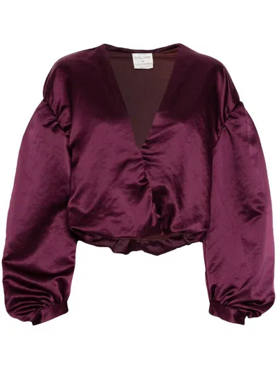 Forte Forte V-neck Oversized Cropped Top In Red