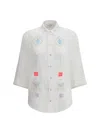 Forte Forte Halfsleeve Voile Shirt With Oniric Blossom Embroidery Pattern
